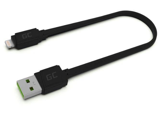 Green Cell Žalias Cell GREENCELL KABGC02 GCmatte Lightning Plokščias kabelis 25 cm su greitu įkrovimu Apple 2.4A