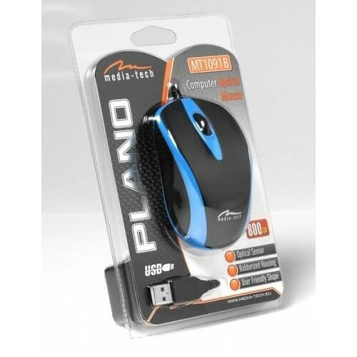 Itin ergonomiška optinė pelė Media-Tech PLANO MT1091B, USB jungtis, 800DPI, mėlyna