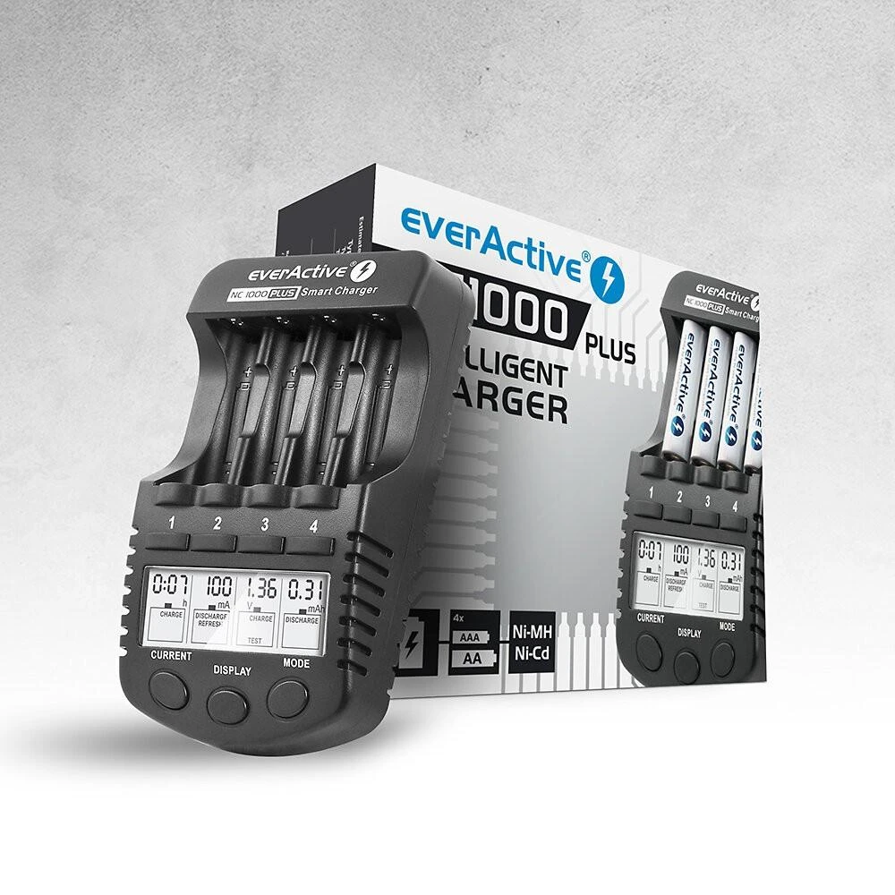everActive profesionalus AA/AAA elementų įkroviklis NC-1000 PLUS