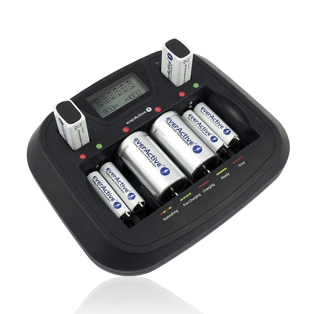everActive universalus 4 etapų AA AAA C D 9V elementų įkroviklis NC-900U