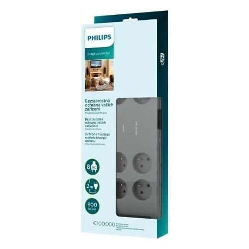 „Philips“ apsauga nuo viršįtampių SPN3180A/60 8 lizdai 2,0 m