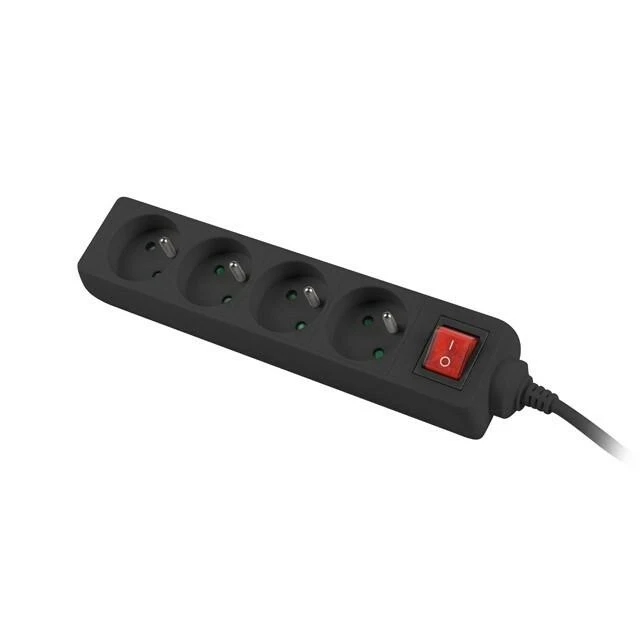 LANBERG PS1-04E-0150-BK 1.5M Juodas LANTERGE CURVE 4X 230V PL SU GRANDINĖS IŠJUNGIKLIU PILNAS VARINIS
