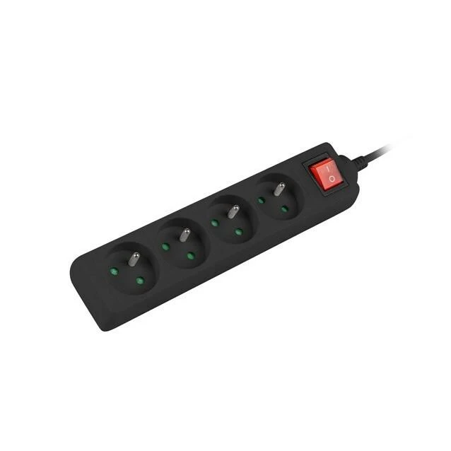 LANBERG PS1-04E-0150-BK 1.5M Juodas LANTERGE CURVE 4X 230V PL SU GRANDINĖS IŠJUNGIKLIU PILNAS VARINIS