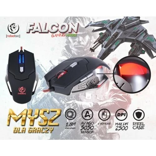 Pelė žaidimams Rebeltec Falcon, juoda