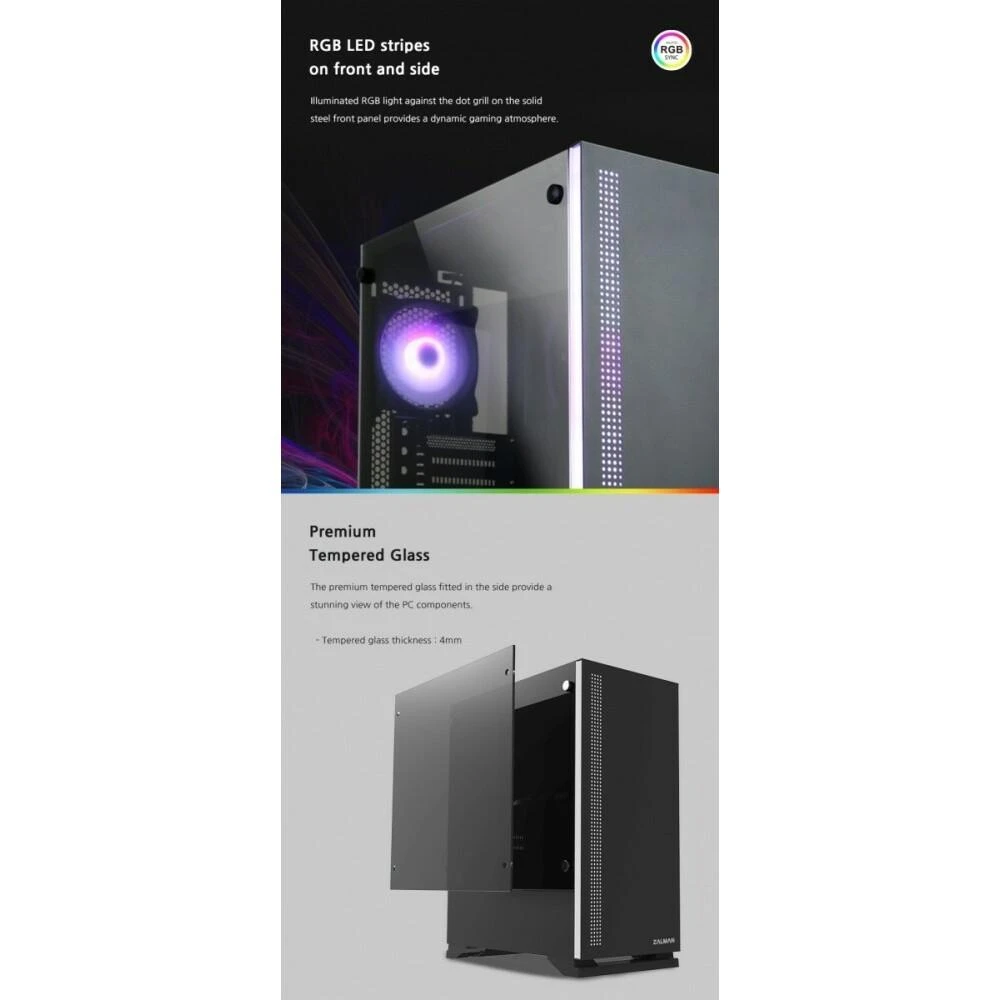 Zalman S5 Juodas „Midi Tower“ Juoda