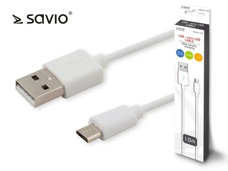 USB Kabelis - SAVIO CL-123 1m USB A į micro USB B 480 Mbit/s