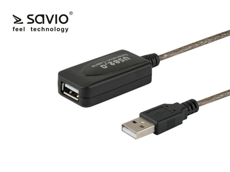USB Prailginimo Laidas - SAVIO CL-130 10m USB 2.0-A M/F Aktyvus Juodas