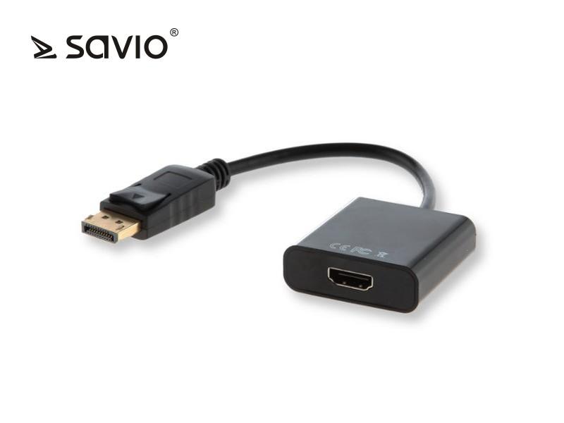 HDMI laidas Savio CL-55B, DP/HDMI, 20 cm