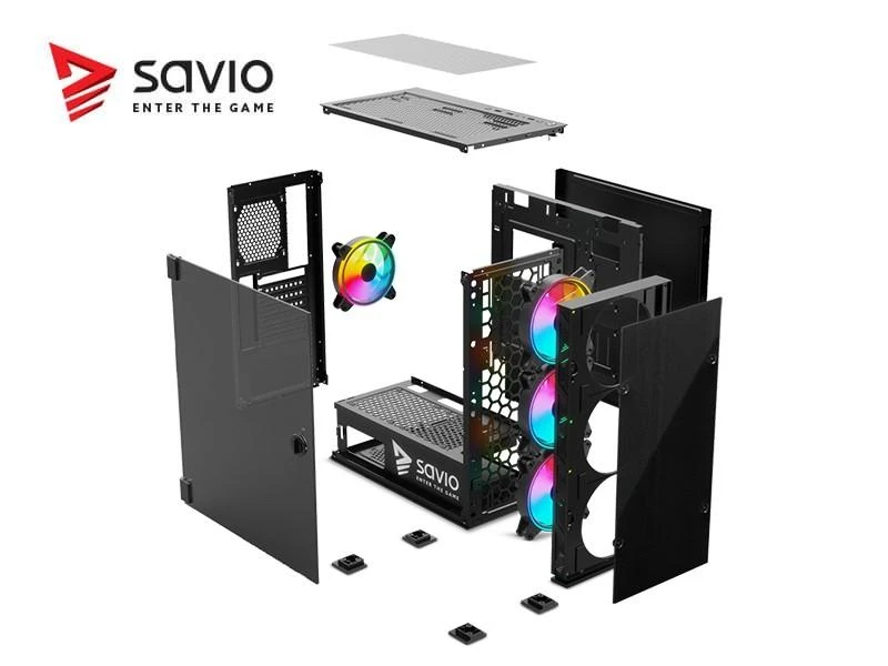 „Savio Prime X1“ ARGB stiklo dėklas (SAVGC-PRIMEX1)