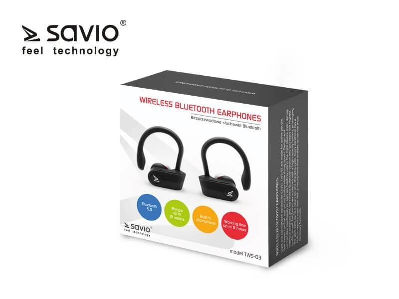 Belaidės Ausinės - Savio TWS-03 Juodos