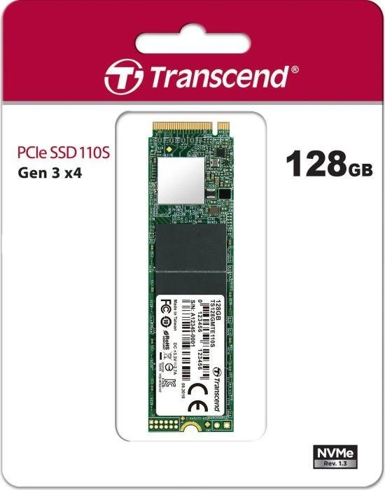 TRANSCEND 128GB M.2 2280PCIe Gen3x4 3D TLC be DRAM