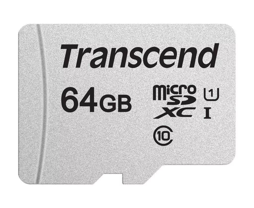 Atminties kortelė su adapteriu Transcend microSDXC USD300S 64GB CL10 UHS-I iki 95MB/S