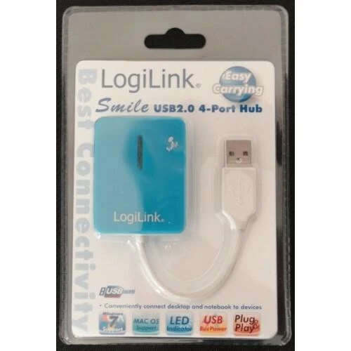 LogiLink Prisijungti | USB 2.0 Hub 4-Port, Smile, Mėlyna