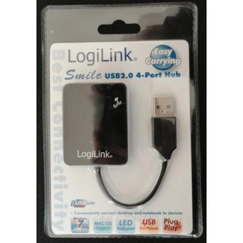 LogiLink HUB USB 2.0 4 prievadų „Smile“ – juodas UA0139