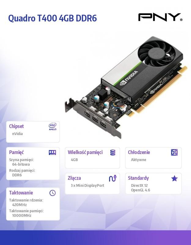 Vaizdo plokštė Pny Technologies PNY Quadro T400 4GB GDDR6 3xmDP LP