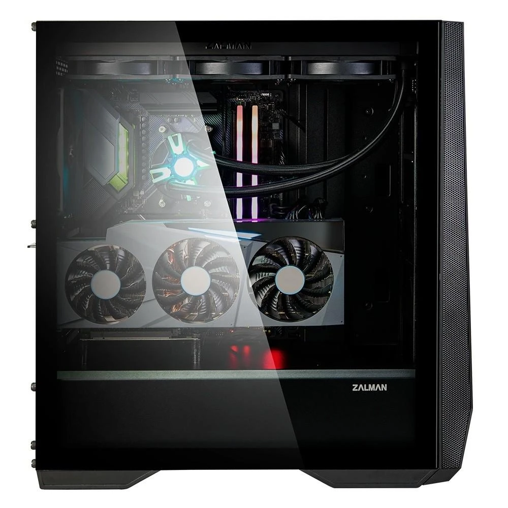 ZALMAN X3 juodas Zalman Chasis X3 juodas Tempered glass.4 X RGB LED FANS.2 x RGB LED bars on top