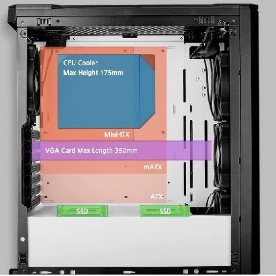 ZALMAN X3 juodas Zalman Chasis X3 juodas Tempered glass.4 X RGB LED FANS.2 x RGB LED bars on top