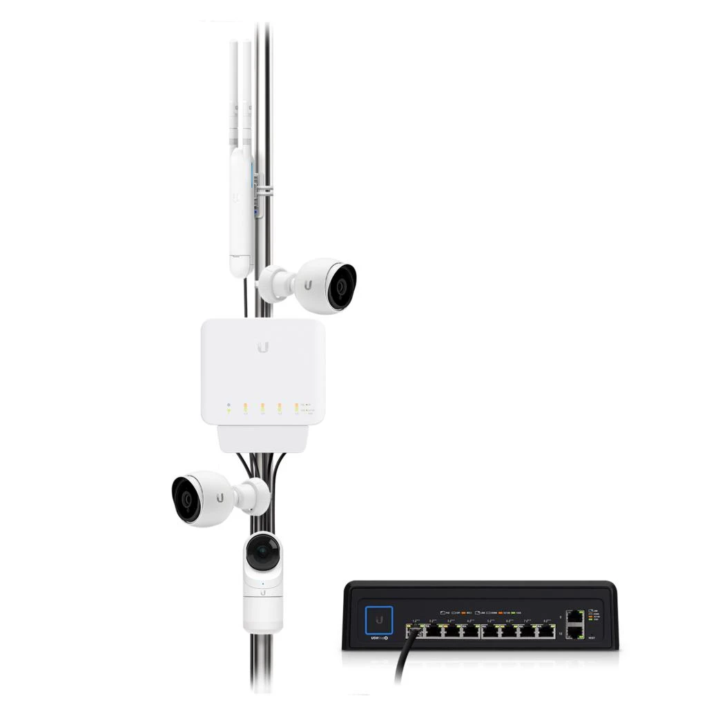 Maršrutizatorius „Ubiquiti USW-Flex“ vidinis/lauko 5 prievadų „Poe“ gigabito komutatorius su 802.3bt įvesties maitinimo palaikymu | „Ubiquiti“