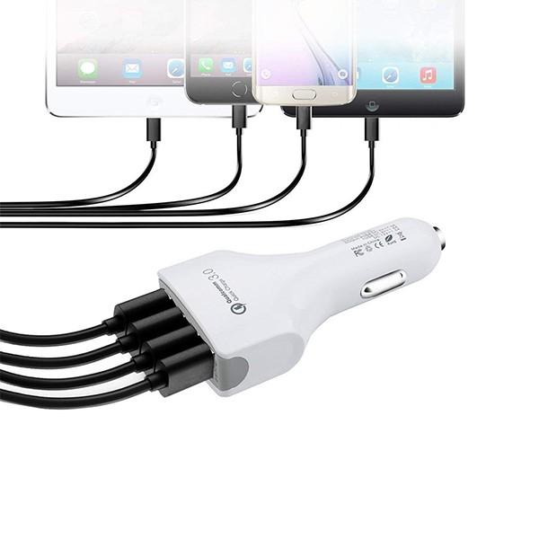 CAR CHARGER 4 X USB 7A Baltas VEGA FASTON FAST CHARGER QUICK 4XUSB 3.0 3500mAh