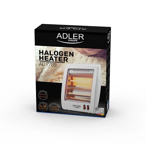 Adler | Šildytuvas | AD 7709 | Halogeninis šildytuvas | 800 W | Galios lygių skaičius 2 | Baltas