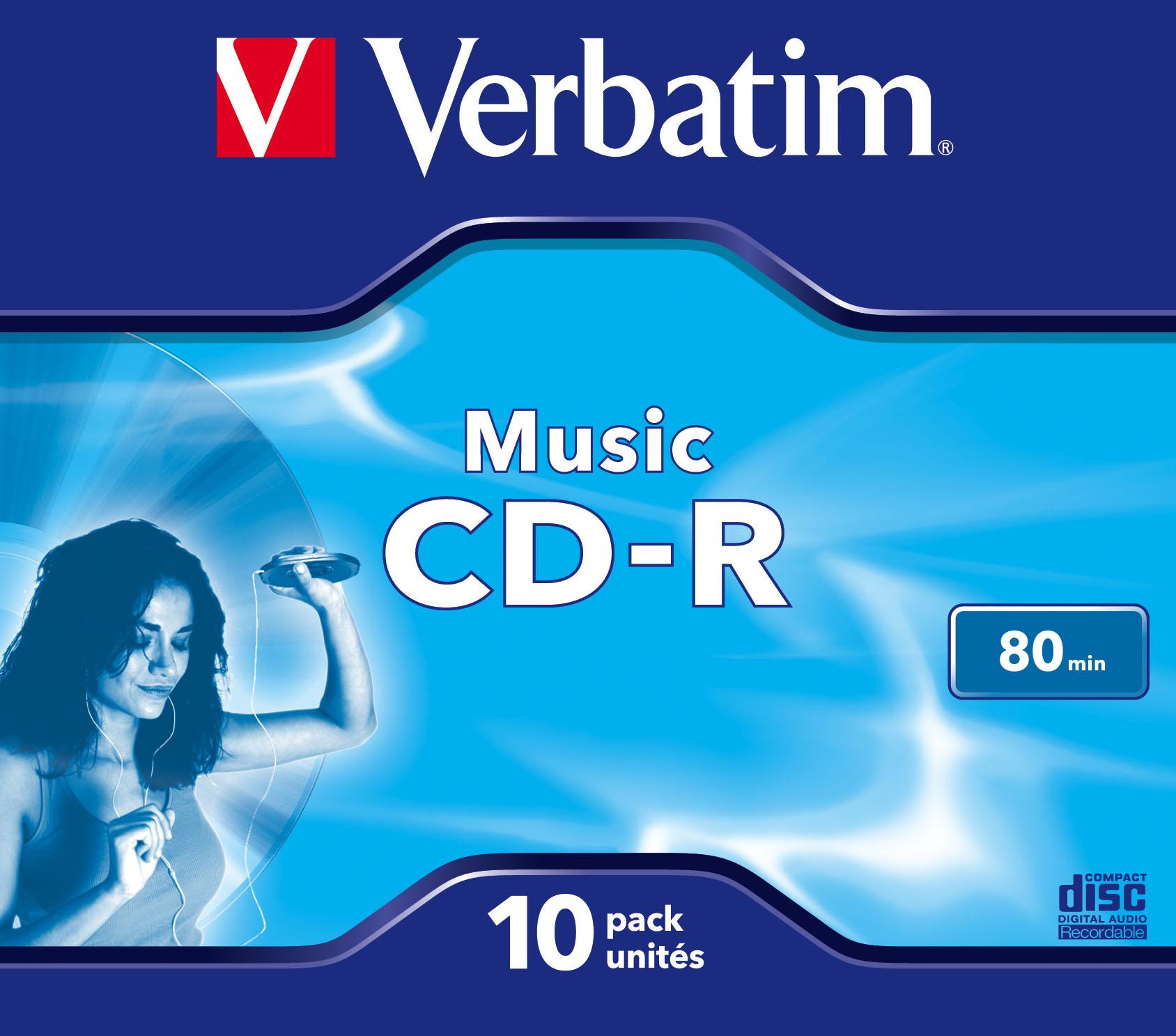 VERBATIM audio CD-R 80 min. / 700 MB 16x 10 pakelių papuošalų dėklo krištolinis paviršius, spalvinkite gyvai
