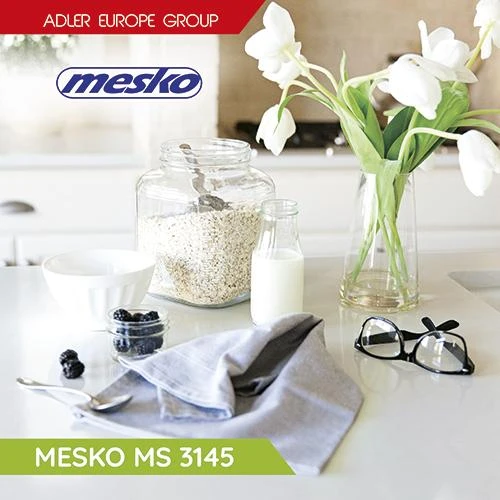 Virtuvinės svarstyklės Mesko | Virtuvės svarstyklės | MS 3145 | Maksimalus svoris (talpa) 5kg | Graduacija 1 g | Ekrano tipo LCD | Sidabrinis