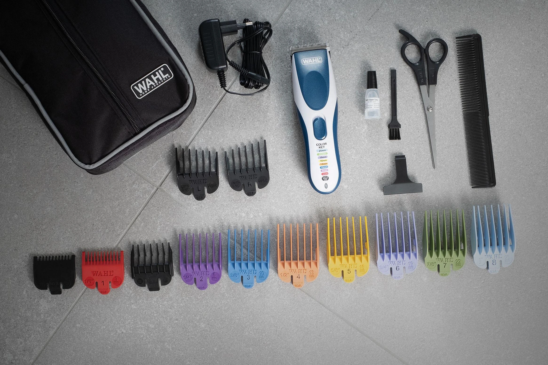 Plaukų Kirpimo Mašinėlė - Wahl Color Pro Cordless 9 Ilgiai Sidabrinė/Mėlyna