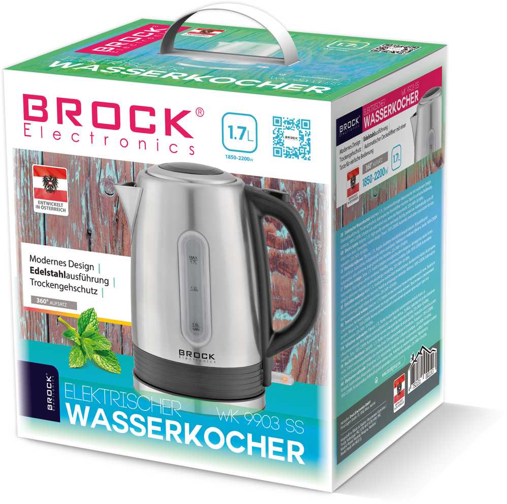WK 9903 SS Elektrinis virdulys BROCK WK 9903 SS 1,7L, 1850-2200W