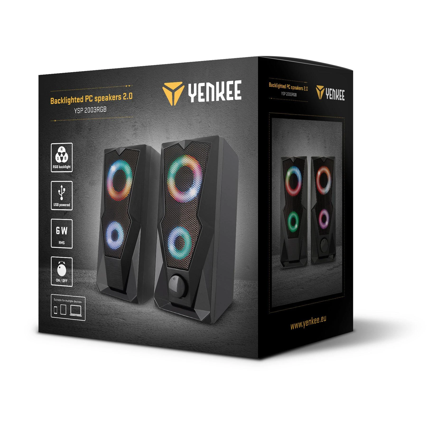 Kompiuterio kolonėlės YSP 2003 RGB YENKEE garsiakalbiai, USB 2.0
