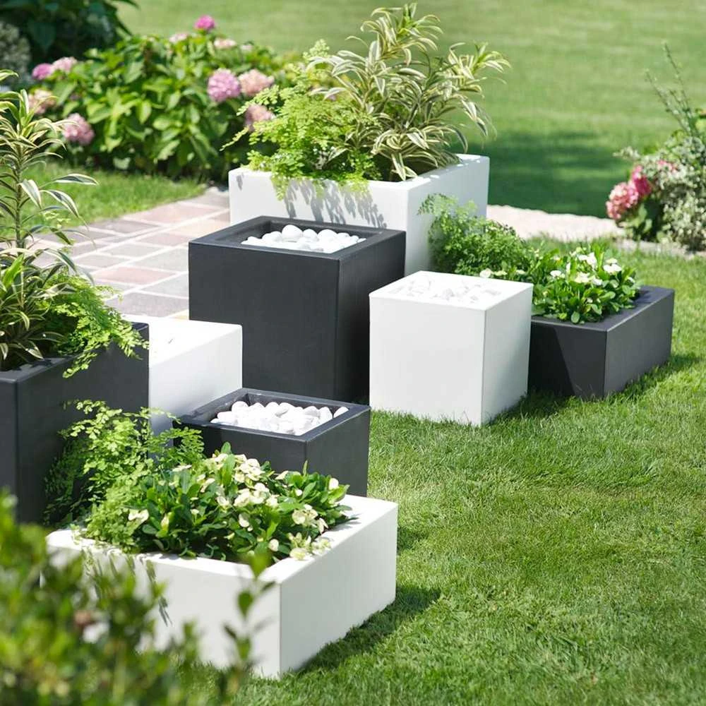 Teraplast Italija Teraplast 58x58x58cm vazonas Schio Cubo 60 antracito spalvos