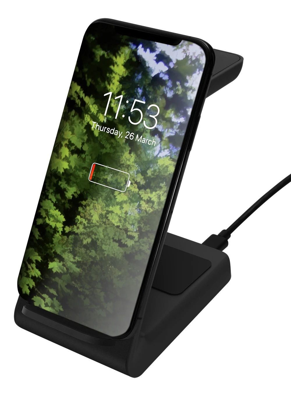 3-in-1 belaidis įkroviklis DELTACO 15 W, USB-C, Qi sertifikuotas, LED indikatorius, juodas / QI-1037