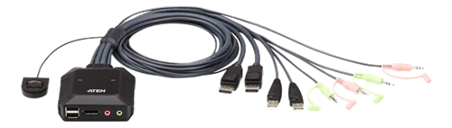 Adapteris ATEN 2xUSB-A, 1xDP, juodas / CS22DP / CS22DP-AT