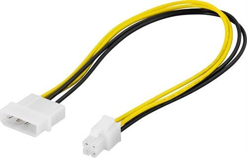 Inline Adapterio laidas DELTACO 4 kontaktų į ATX12V, 0,3 m / SSI-40