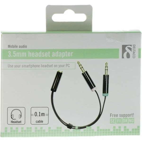 Deltaco 3.5mm garso adapteris pakuotėje