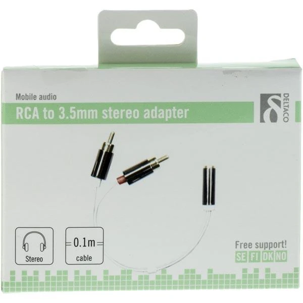 Deltaco 3.5mm į RCA audio adapterio pakuotė