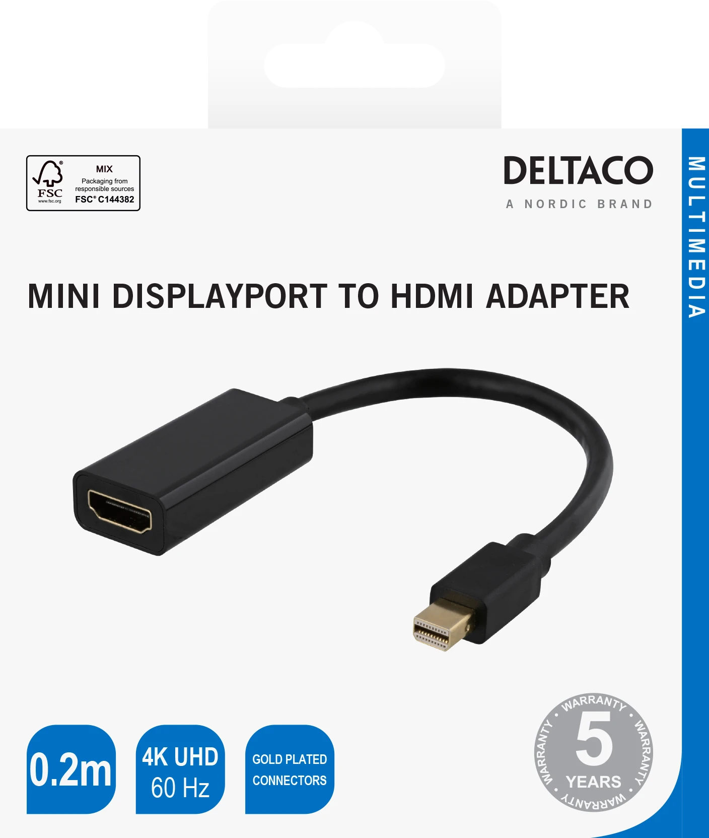 Deltaco HDMI į miniDisplayPort adapteris 0.2m