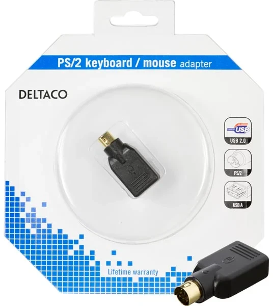 Deltaco PS/2 į USB adapteris pakuotėje