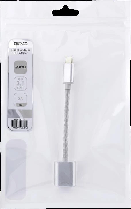 Deltaco USB-C į USB-A OTG adapteris pakuotėje