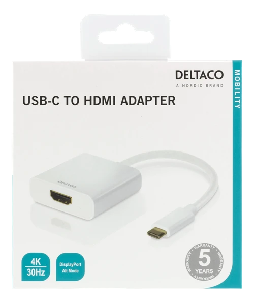 Deltaco USB-C į HDMI adapteris pakuotėje
