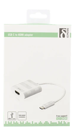Deltaco USB-C HDMI adapteris pakuotėje