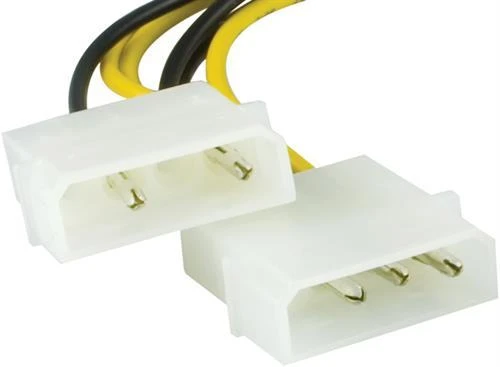 Adapteris kabelis DELTACO 2x4 pin, 6-pin PCI-Express, 0.25m / SSI-45