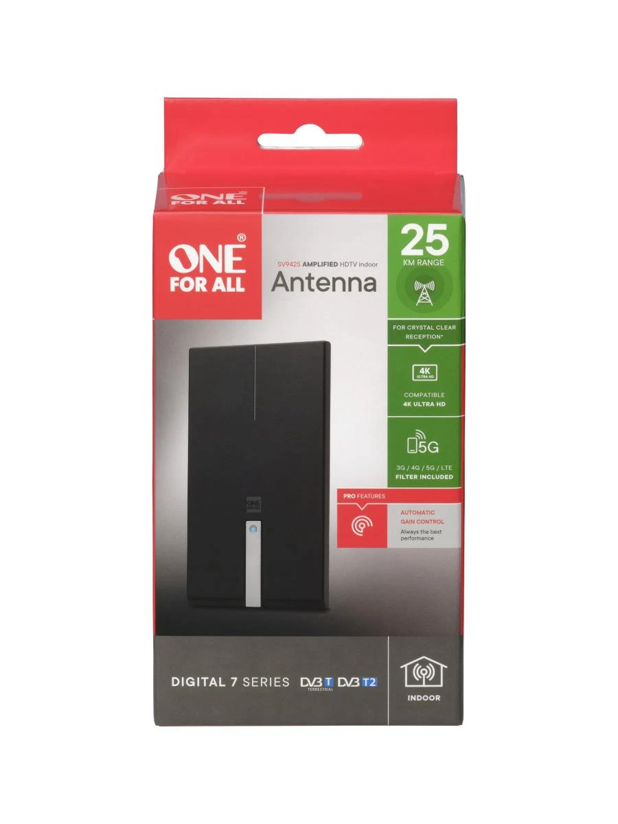 Skaitmeninė vidaus TV antena ONE FOR ALL 4K Ultra HD, 3G/4G/5G filtras / SV9425