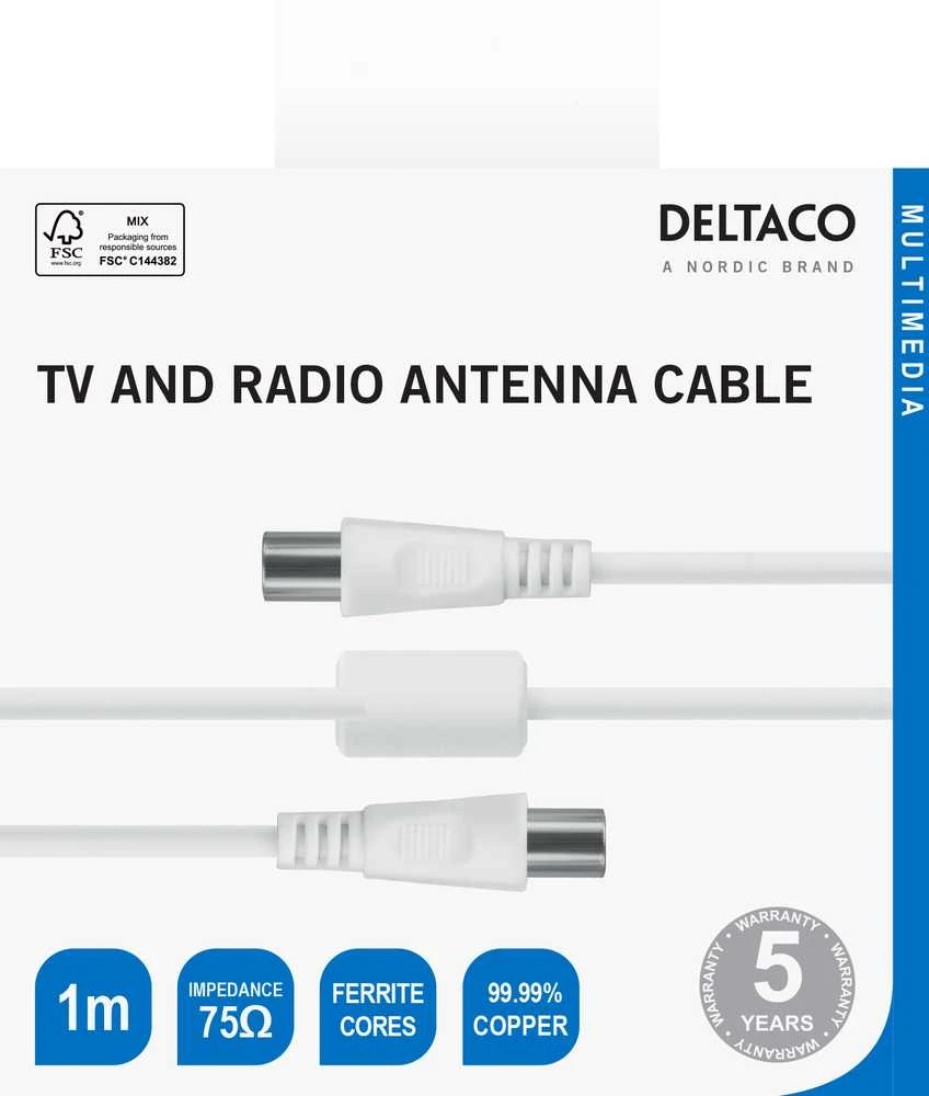 Antenos kabelis DELTACO su techninėmis specifikacijomis