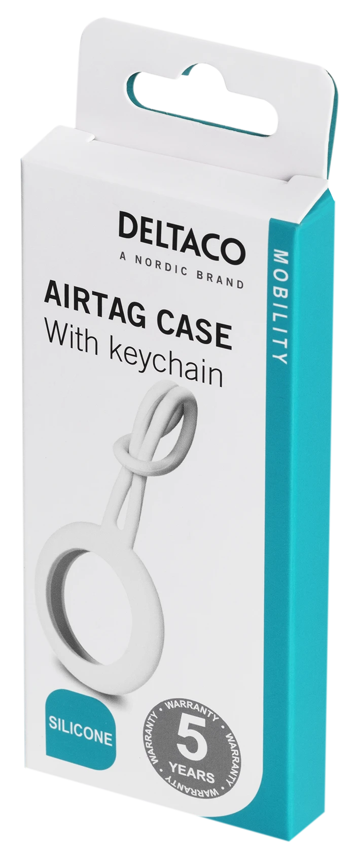 Apple AirTag dėklas DELTACO silikoninis, baltas / MCASE-TAG14