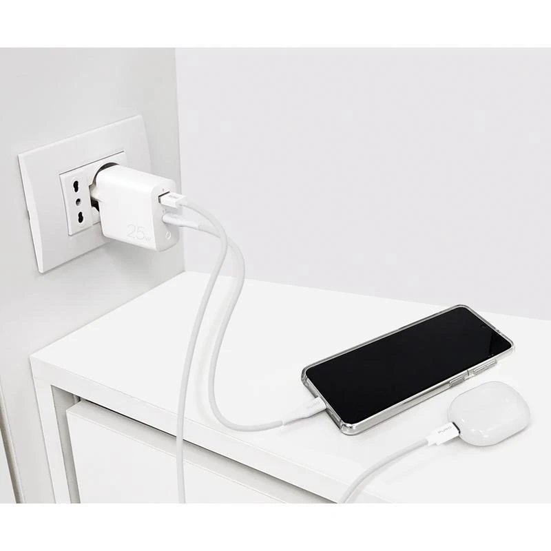 Puro Elektrik Apple Mini greito krovimo kelioninis kroviklis PURO USB-A - USB-C, su duomenų perdavimu, 25w, baltas / FCMTCUSBAC25WPDWHI