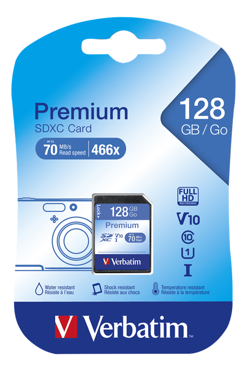 Atminties kortelė Verbatim Premium 128GB, 600x, SDXC UHS-I / V44025