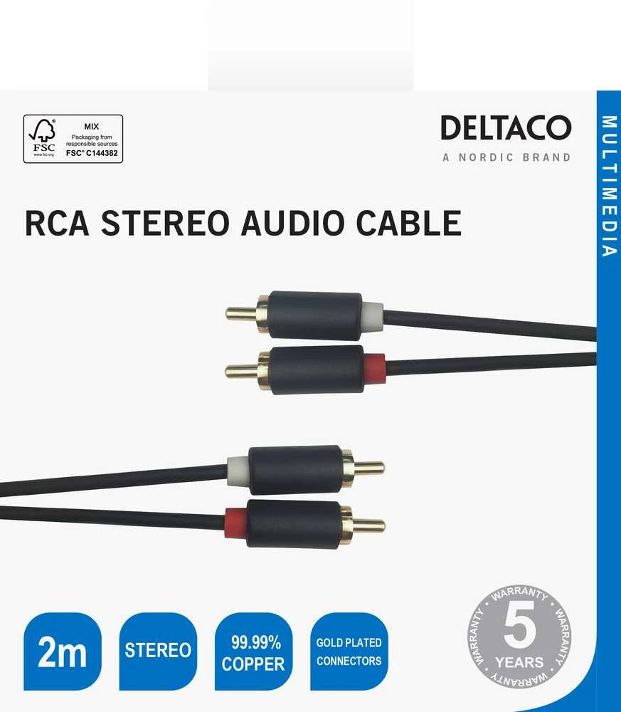DELTACO 2xRCA audio kabelis su pakuote