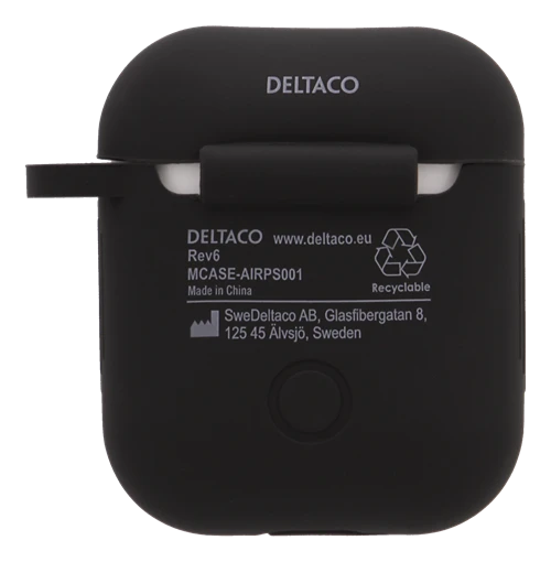 DELTACO MCASE-AIRPS001 „AirPods“ Silikoninis dėklas, Juodas