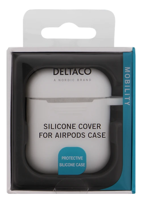DELTACO „AirPods“ silikono dėklas, baltas / MCASE-AIRPS002