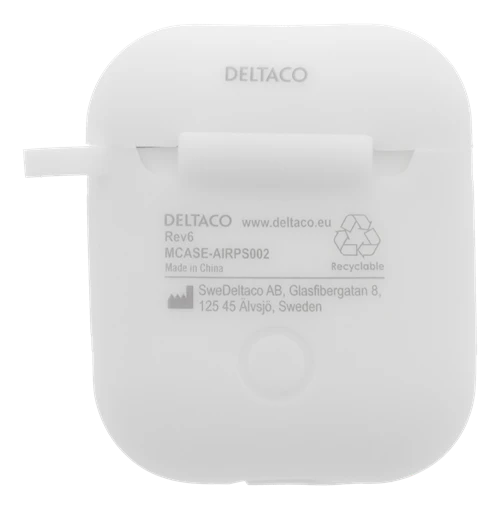 DELTACO „AirPods“ silikono dėklas, baltas / MCASE-AIRPS002